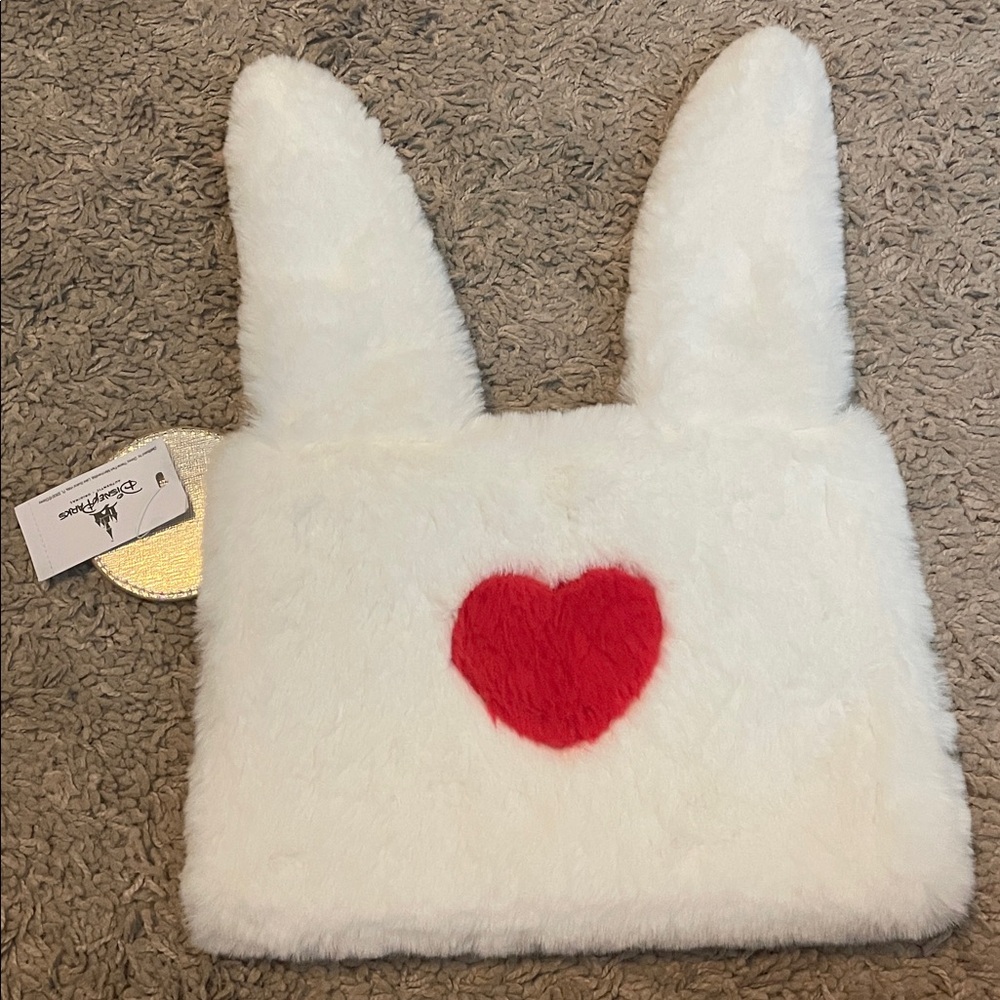 White Furry Bag with Red Heart